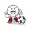 Baseball playing football mascot vector cartoon illustration