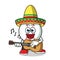 Baseball playing guitar and wearing a sombrero mascot vector cartoon illustration