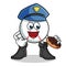 Baseball police eat donut mascot vector cartoon illustration