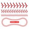 Baseball red lace seam thread. Base ball vector illustration lace stitch