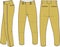 Baseball Semi Relaxed Pants Mock Ups Front and Back Vectors