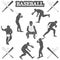 Baseball silhouettes on the white background