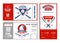 Baseball sports ticket vector design with vintage baseball team emblems