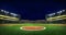 Baseball stadium infield circle spot view illuminated at night