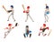 Baseball team player vector sport man in uniform game poses situation professional league sporty character winner
