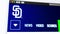 Baseball team San Diego Padres website homepage. Close up of team logo.