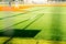 Baseball terrain camp field with long shadows and people silhouettes