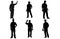 Baseball Umpire Vector Silhouette,Baseball Umpire Decision Indication by Giving Hand Signal