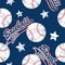 Baseballs and stars seamless pattern