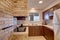 Basement kitchen room with chimney