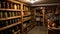 basement with shelves full of jars containing preserved food