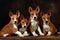 Basenji With Four Puppies. Generative AI