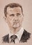 Bashar al Asad president of syrian arab republic. Hand drawn art