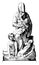 Bashful Beggar Sculpture is an Austrian design, vintage engraving