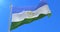 Bashkortostan flag waving at wind in slow with blue sky, loop