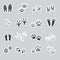 Basic animal footprints stickers, set