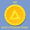 Basic Attention Token Coin cryptocurrency blockchain icon. Virtual electronic, internet money or cryptocoin symbol, logo