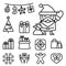 Basic Christmas Icons in thin line style