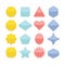 Basic colorful geometrical shapes web buttons set