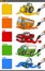 Basic colors set with cartoon vehicle characters