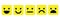 Basic emoticons set in square with rounded corners. Five facial expression of feedback scale - from positive to negative