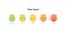 Basic emotion concept. Fear level feedback survey template. Vector flat illustration. Green, yellow and red emoji from serenity to
