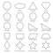 Basic geometric outline flat shapes. Educational geometry vector diagram for kids