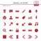 Basic icons set vector red