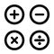 Basic mathematical symbol. Plus, minus, Math, equals, Multiply, division, Calculator button, business finance concept. isolated