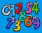 Basic numbers cartoon characters group