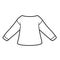 Basic plain long-sleeved T-shirt  boat neckline outline for coloring on a white