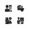 Basic public needs black glyph icons set on white space