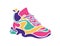 Basic RGBHand drawn vector trendy illustration of sneaker in bright colors on a white background.