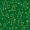 Basic RGBSeamless Christmas and new year pattern with Christmas trees on green background.