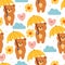 Basic RGBseamless pattern cartoon bear and sky element. cute animal wallpaper illustration for gift wrap paper