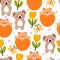 Basic RGBseamless pattern cartoon koala and bear. cute animal wallpaper for textile, gift wrap paper