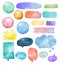 Basic Set of colorful watercolor speech bubbles vector