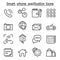 Basic Smart phone Application icon set in thin line style
