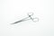 Basic surgical instruments on white background