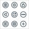 Basic ui line icons. linear set. quality vector line set such as add, camera, play, more, share, volume, lock, brightness