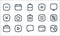 Basic ui line icons. linear set. quality vector line set such as gallery, chat, suitcase, card, play, cross, open menu, add,