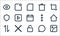basic ui line icons. linear set. quality vector line set such as gallery, lock, mobile data, chat, cross, shield, more, delete,