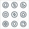 basic ui line icons. linear set. quality vector line set such as notification, shield, target, home, flash, power off, night mode