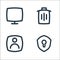basic ui line icons. linear set. quality vector line set such as security, user, delete