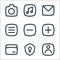 Basic ui line icons. linear set. quality vector line set such as user, security, card, add, minus, open menu, email, music