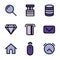 Basic user interface icon set outline include eyes, security, eyes on, protection, eyes off, find, search, magnifier, zoom, data