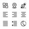 Basic user interface icon set outline include mouse, pointer, cursor, click, alarm, timer, clock, reminder, menu, interface,