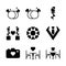 Basic vector wedding icon glyph style include ring,rose,flower,tie,camera,chair