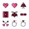 Basic vector wedding icon include love,cake,film,bell,tie,key,ring