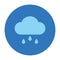 Basic weather icon of cloud and rain on blue circle. Can be used for web, apps, stickers.